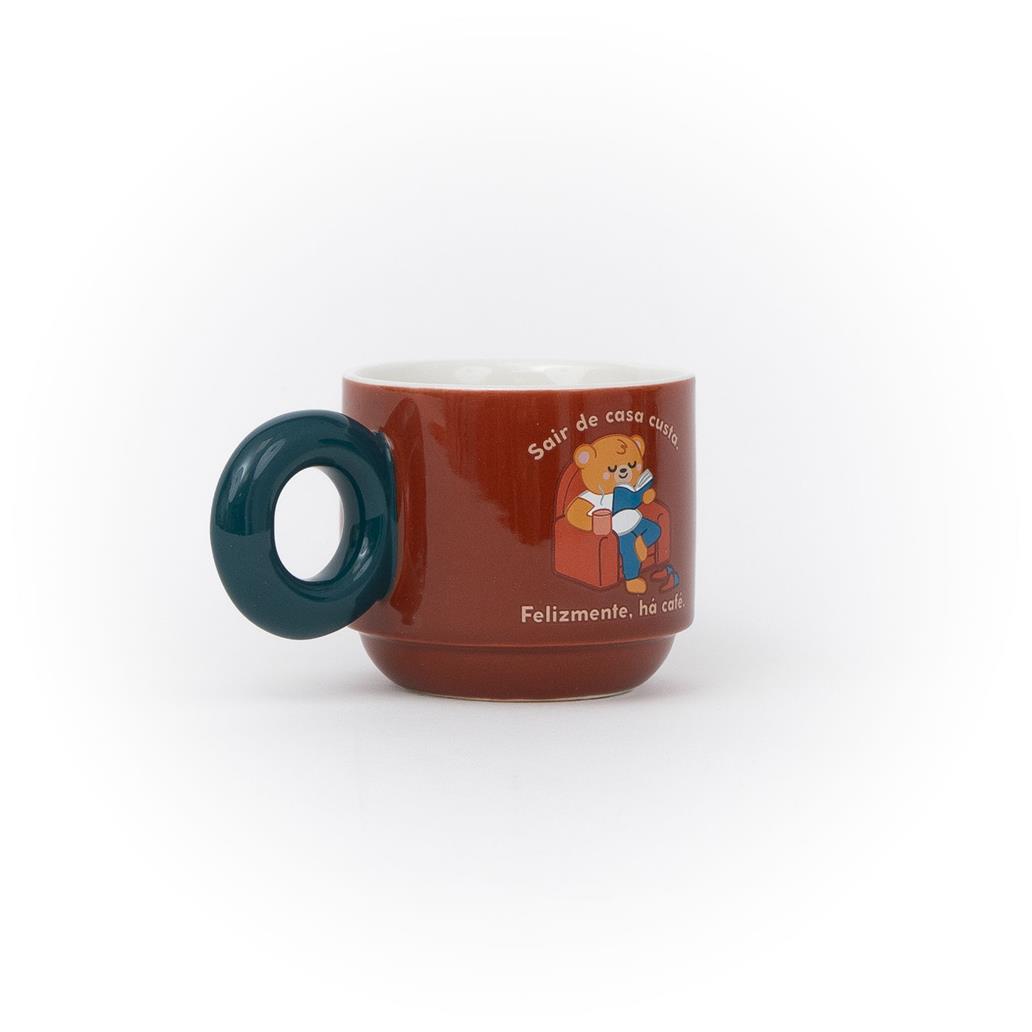 Caneca Urso "Saír de Casa Custa. Felizmente, Há Café" Mr.Wonderful