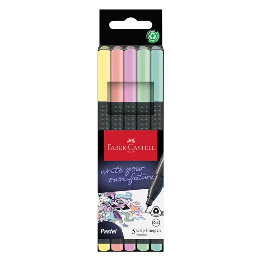 Conjunto 5 Fineliner Cores Pastel Faber-Castell