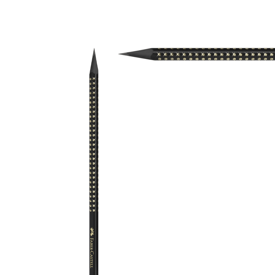 Lápis Sparkle Midnight Dourado Faber-Castell com Madeira Preta