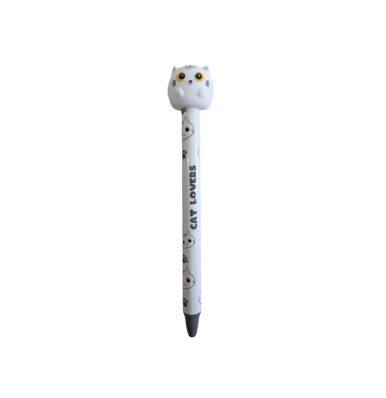 Caneta Apagável Gato Branco 3D Itotal