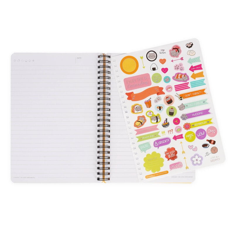 Caderno A5 Espiral Pautado Sushi Cat Legami