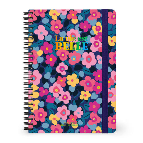 Caderno A5 em Espiral Pautado com Folha de Autocolantes Flores Legami
