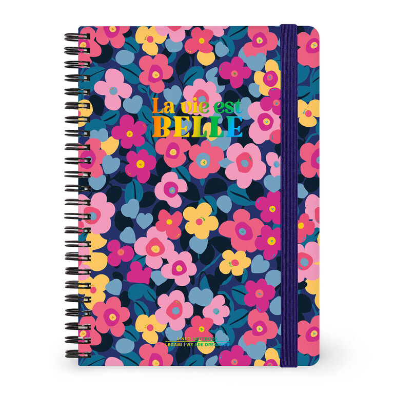 Caderno A5 em Espiral Pautado com Folha de Autocolantes Flores Legami