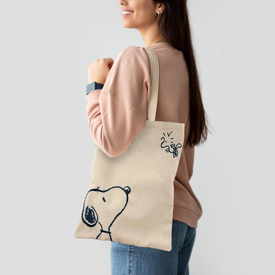 Totte Bag Snoopy com Bordado e Estampado Banda Desenhada