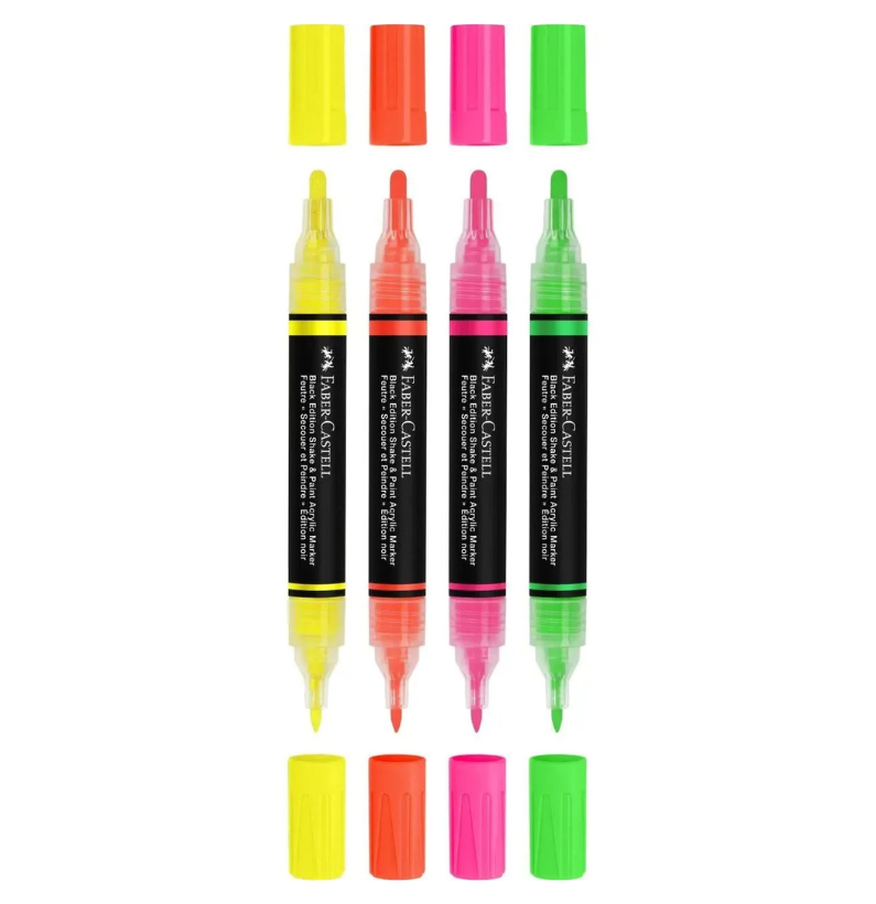Conjunto 4 Marcadores Acrílicos Black Edition Faber-Castell
