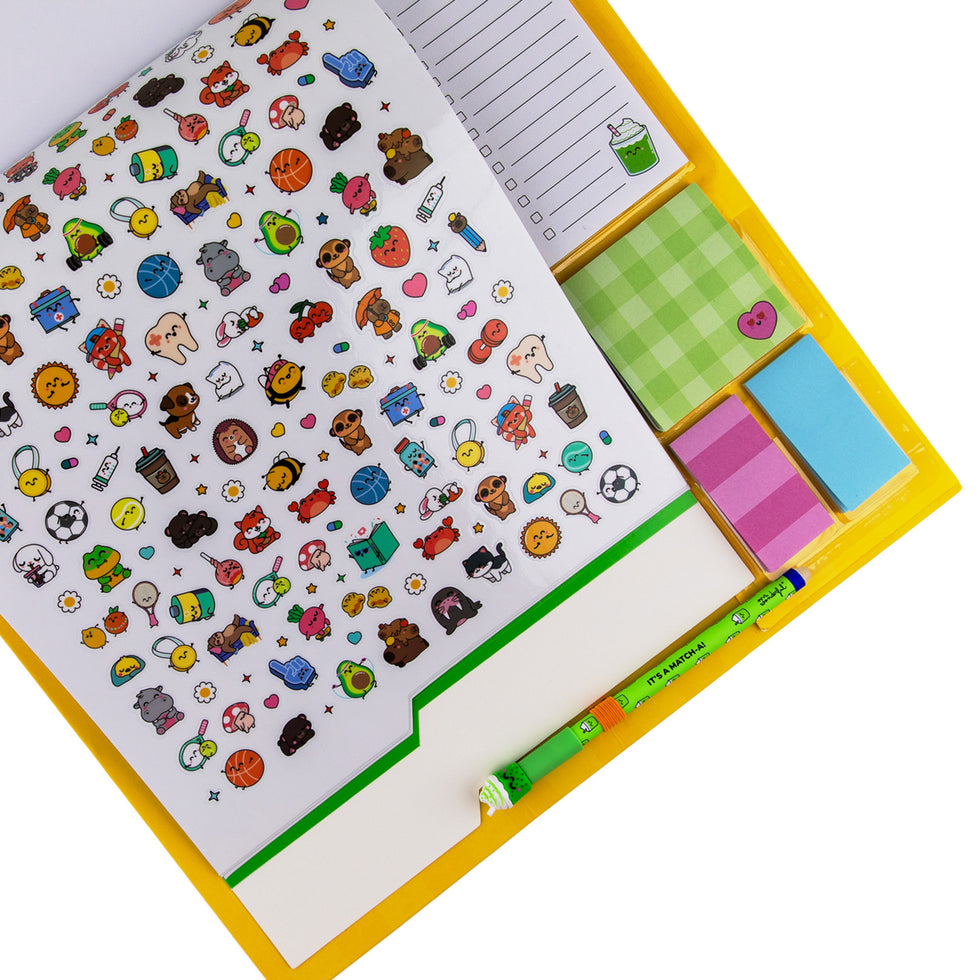 Calendário de Parede Magnético 2027 Mr.Wonderful com Caneta Apagável Exclusiva, Bloco de Notas, Post its e Autocolantes