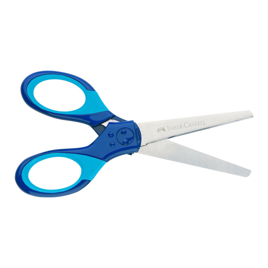 Tesoura Azul com Proteção Ambidestra Faber-Castell