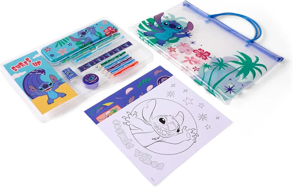 Mala com Artigos Papelaria Stitch