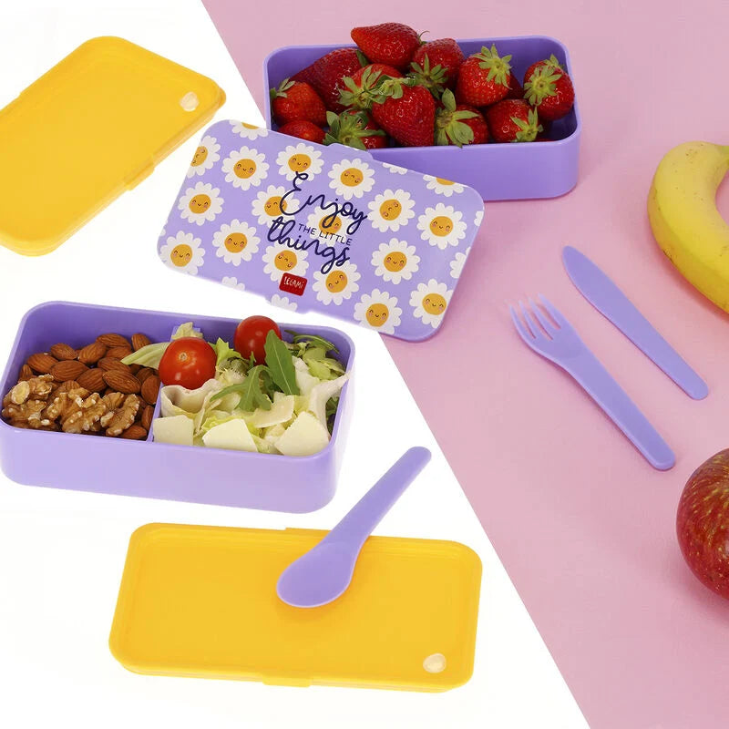 Caixa de Almoço com Divisórias e Talheres Daisy Legami