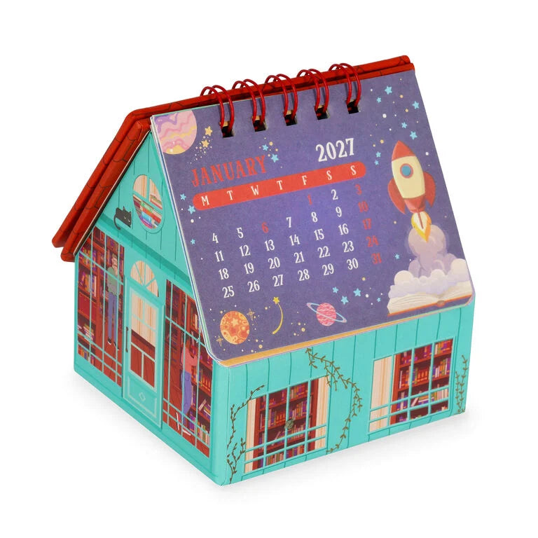 Pequena Casa Calendário de Mesa 2027 com "Arrumação" Interior Legami