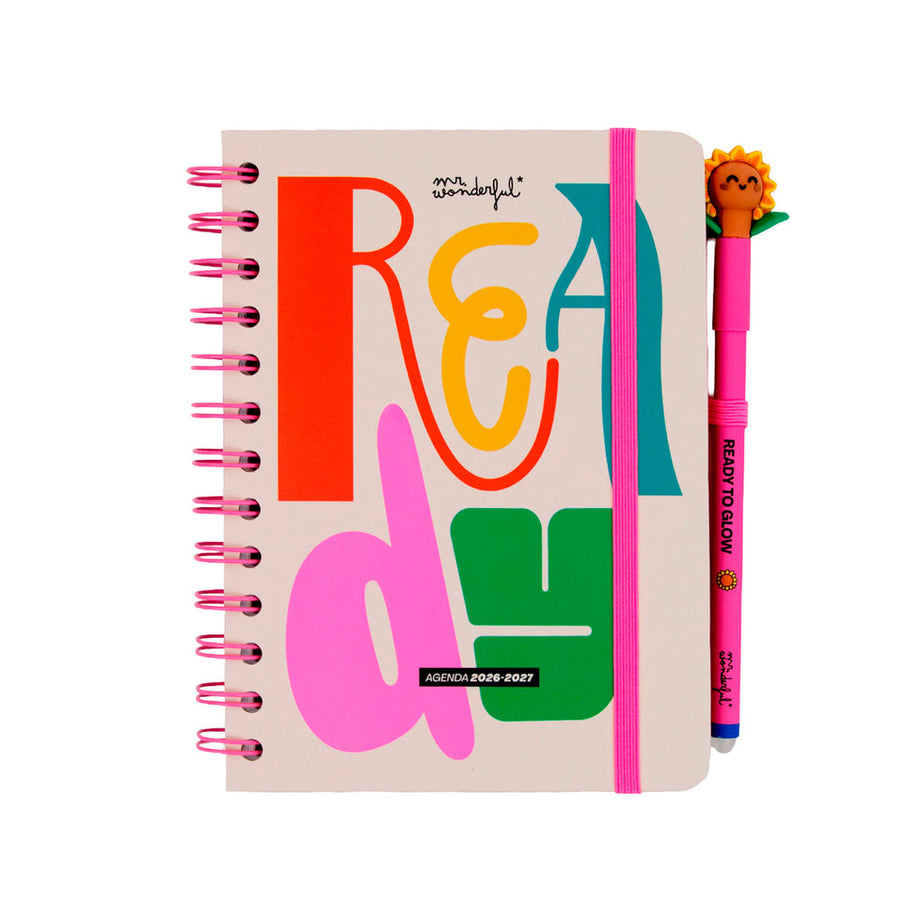 Agenda Semanal Pequena 2026/2027 Mr.Wonderful "Ready" com 3 Canetas Apagáveis Exclusivas