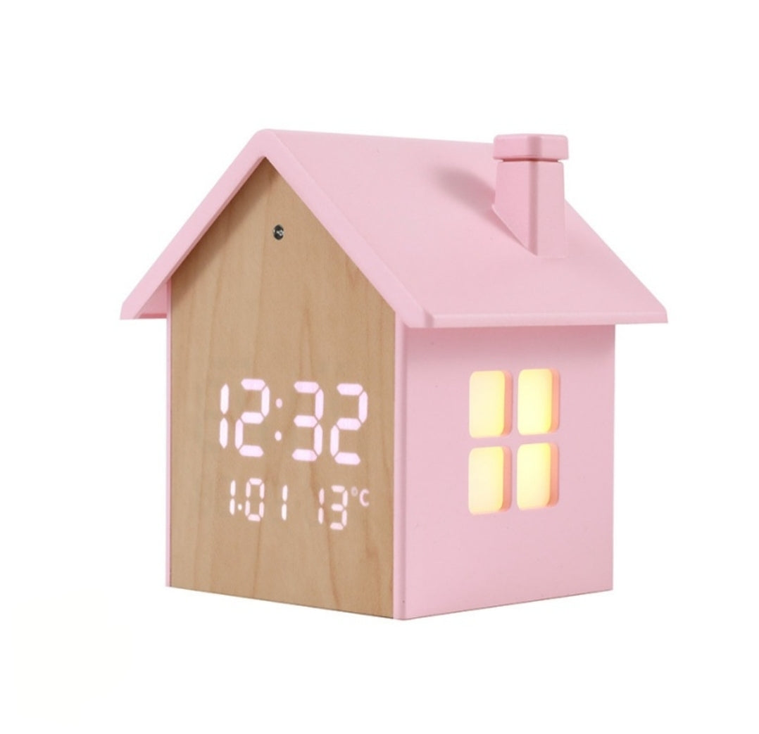 Relógio Despertador Led Casinha Rosa Itotal