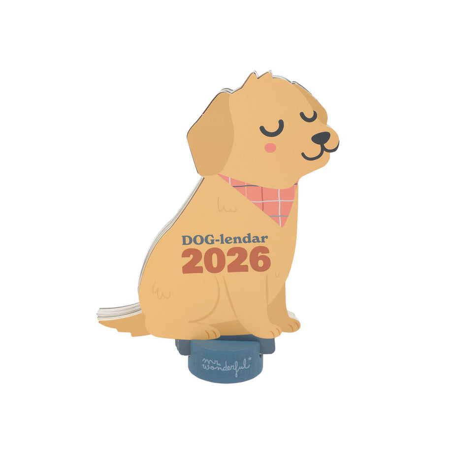 Calendário de Secretária Mr.Wonderful 2026 com base - DOG-lendar