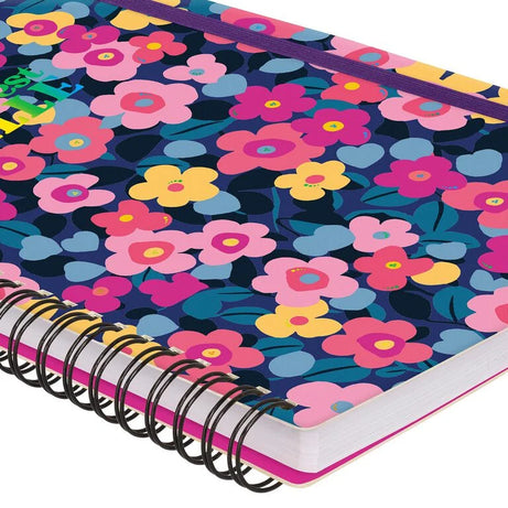 Caderno A4 em Espiral Pautado com Folha de Autocolantes Flores Legami