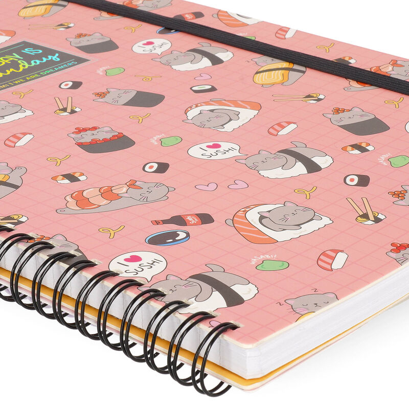 Caderno A4 Pautado Espiral Sushi Cat Legami