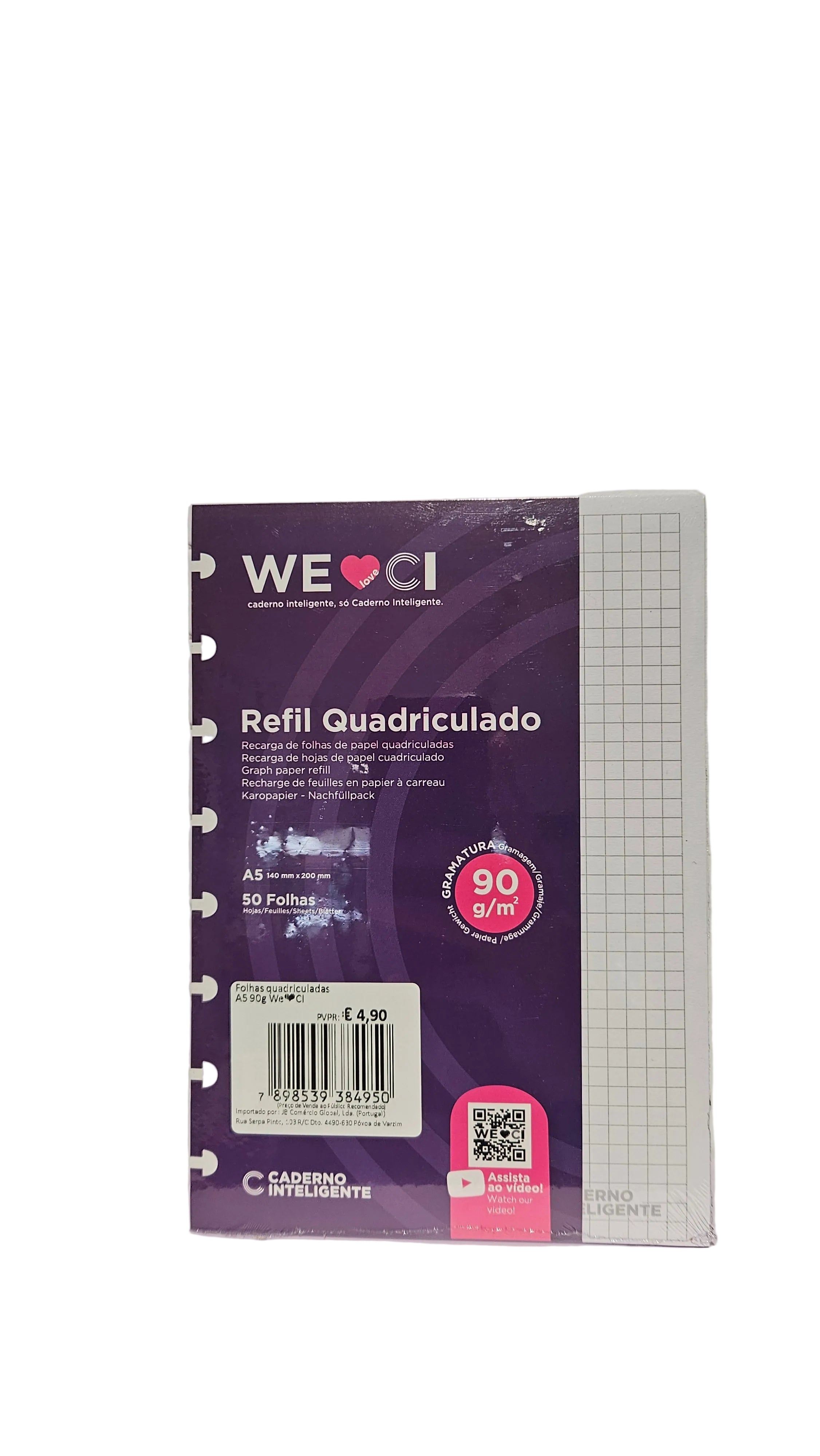 Recarga Caderno Inteligente A5 Quadriculadas