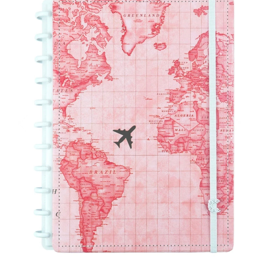 Caderno Inteligente A4 Mapa Mundi Rosa Edição Especial Gocase