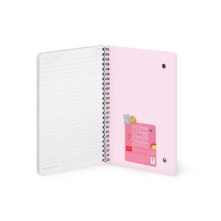 Caderno A5 em Espiral Pautado com Folha de Autocolantes Gato Legami