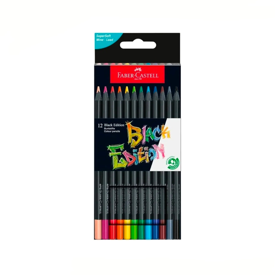 Conjunto 12 Lápis Colorir Black Edição Cores Neon Faber-Castell