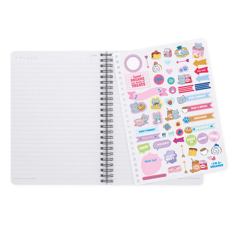 Caderno A5 em Espiral Pautado com Folha de Autocolantes Gato Legami