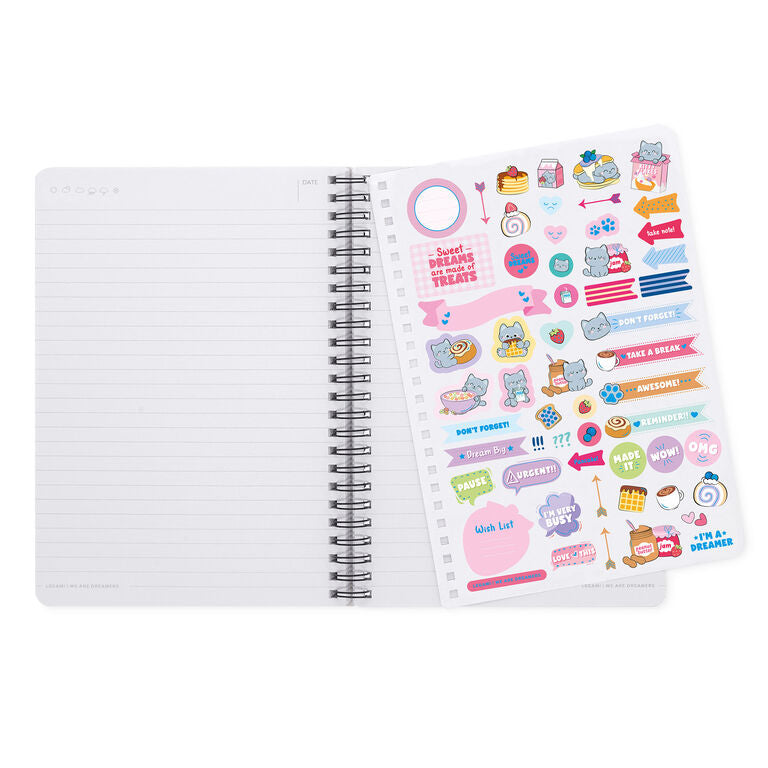 Caderno A5 em Espiral Pautado com Folha de Autocolantes Gato Legami