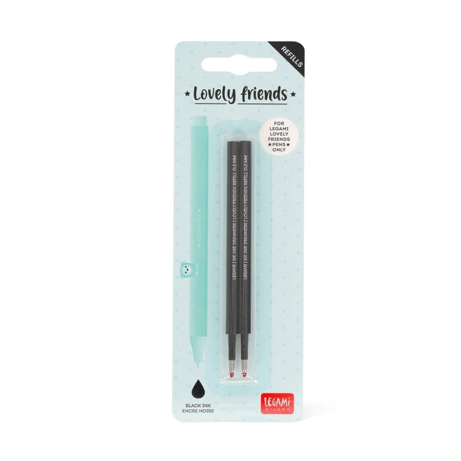 Kit 2 Recargas Pretas Caneta Lovely Friends Legami
