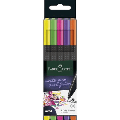 Conjunto de 5 Fineliner cores Neon Faber-Castell