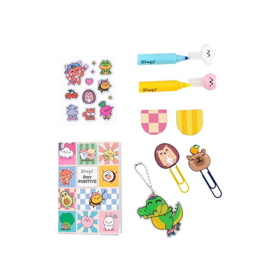 Kit de Papelaria e para Decorar Agenda Mr.Wonderful "Stay Positive"
