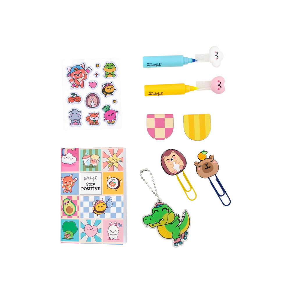 Kit de Papelaria e para Decorar Agenda Mr.Wonderful "Stay Positive"