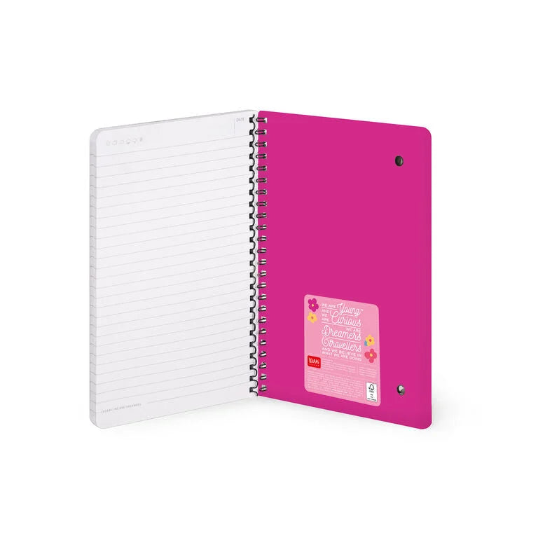 Caderno A5 em Espiral Pautado com Folha de Autocolantes Flores Legami