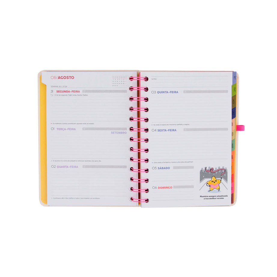 Agenda Semanal Pequena 2026/2027 Mr.Wonderful "Ready" com 3 Canetas Apagáveis Exclusivas