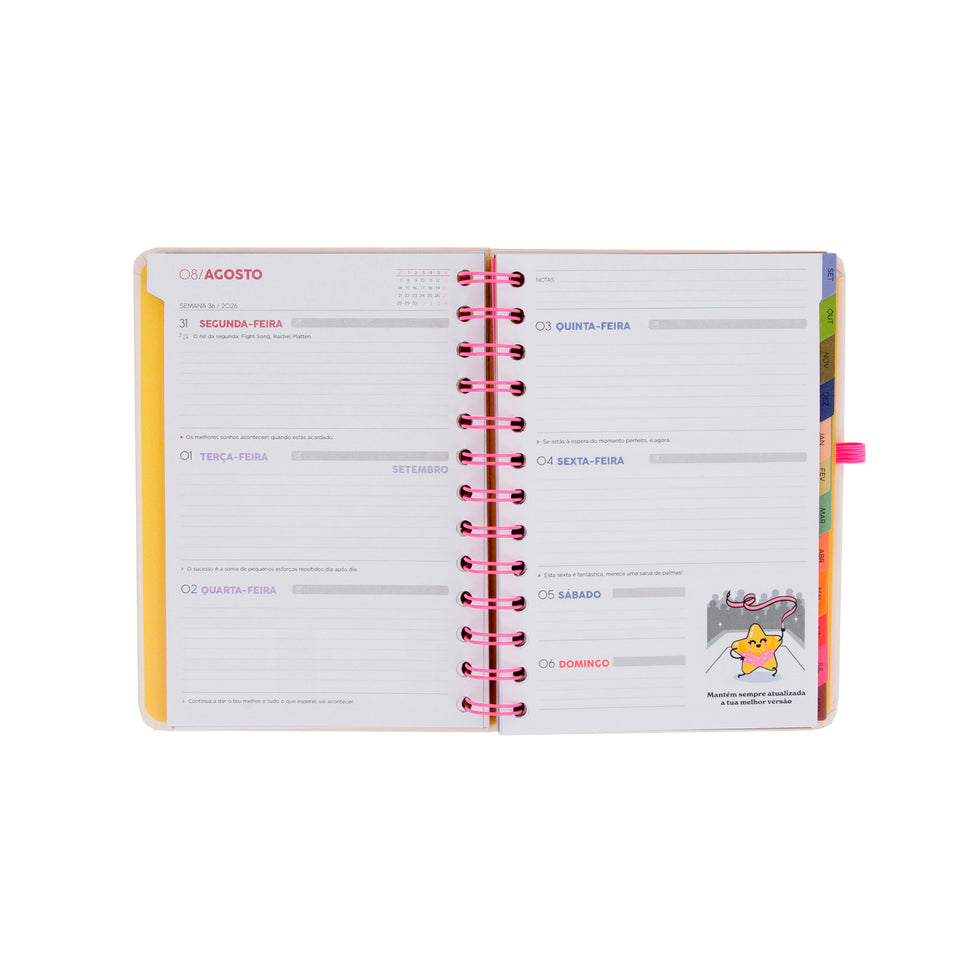 Agenda Semanal Pequena 2026/2027 Mr.Wonderful "Ready" com 3 Canetas Apagáveis Exclusivas
