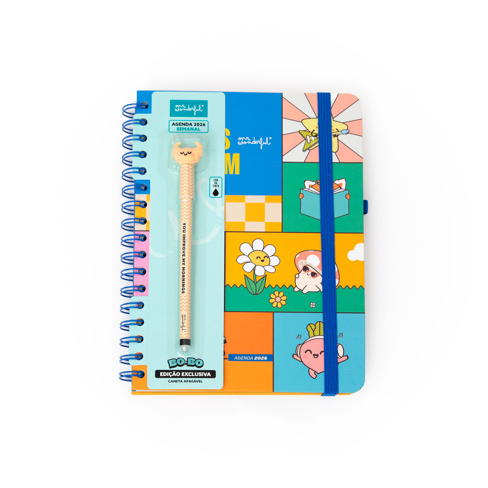 Agenda Semanal Mr.Wonderful 2026 - Planos Random - Com Caneta Exclusiva