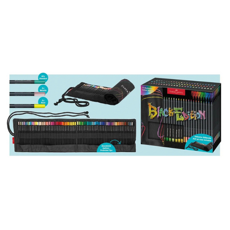 Estojo Black Edition Roll-up com 72 Lápis de Colorir Faber-Castell