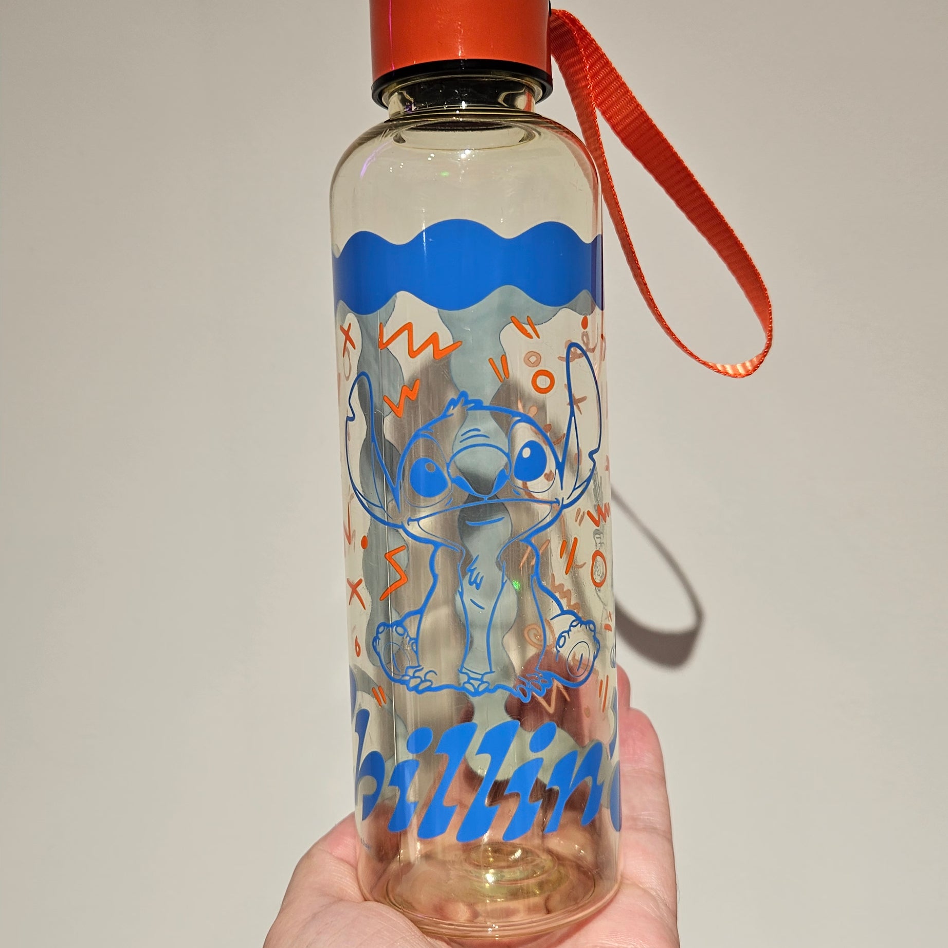 Garrafa Stitch Com Fita Laranja