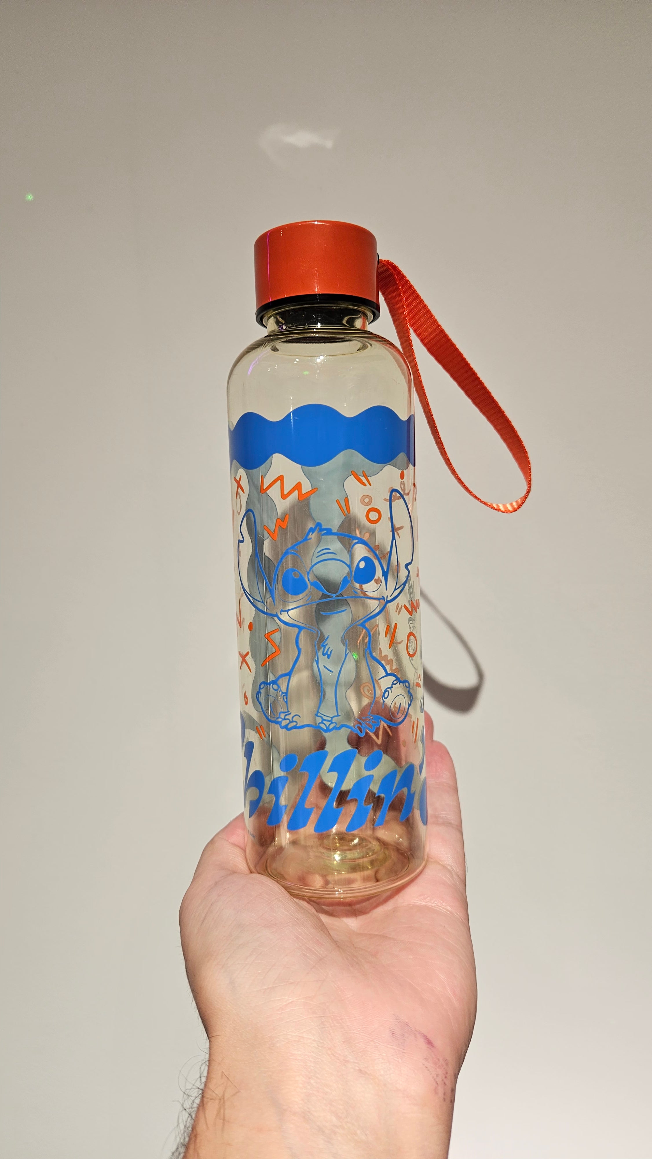 Garrafa Stitch Com Fita Laranja