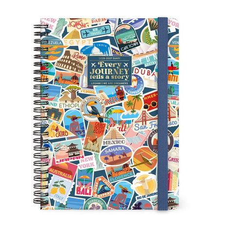 Agenda Espiral Semanal Viagens Stickers Legami