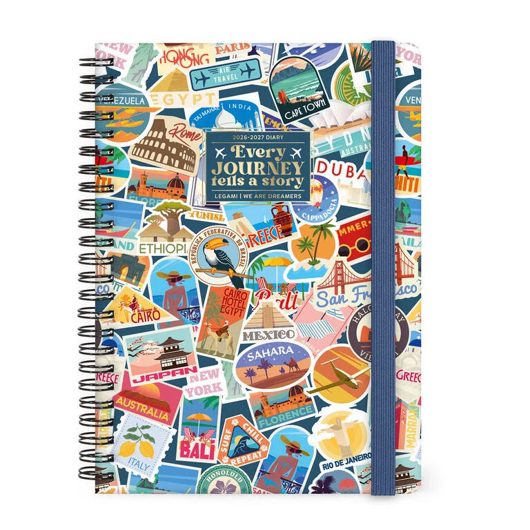 Agenda Espiral Semanal Viagens Stickers Legami