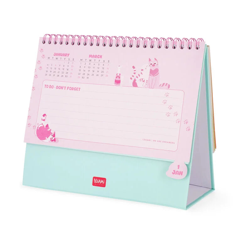 Calendário de Mesa 2027 com Autocolantes Gatinhos Legami