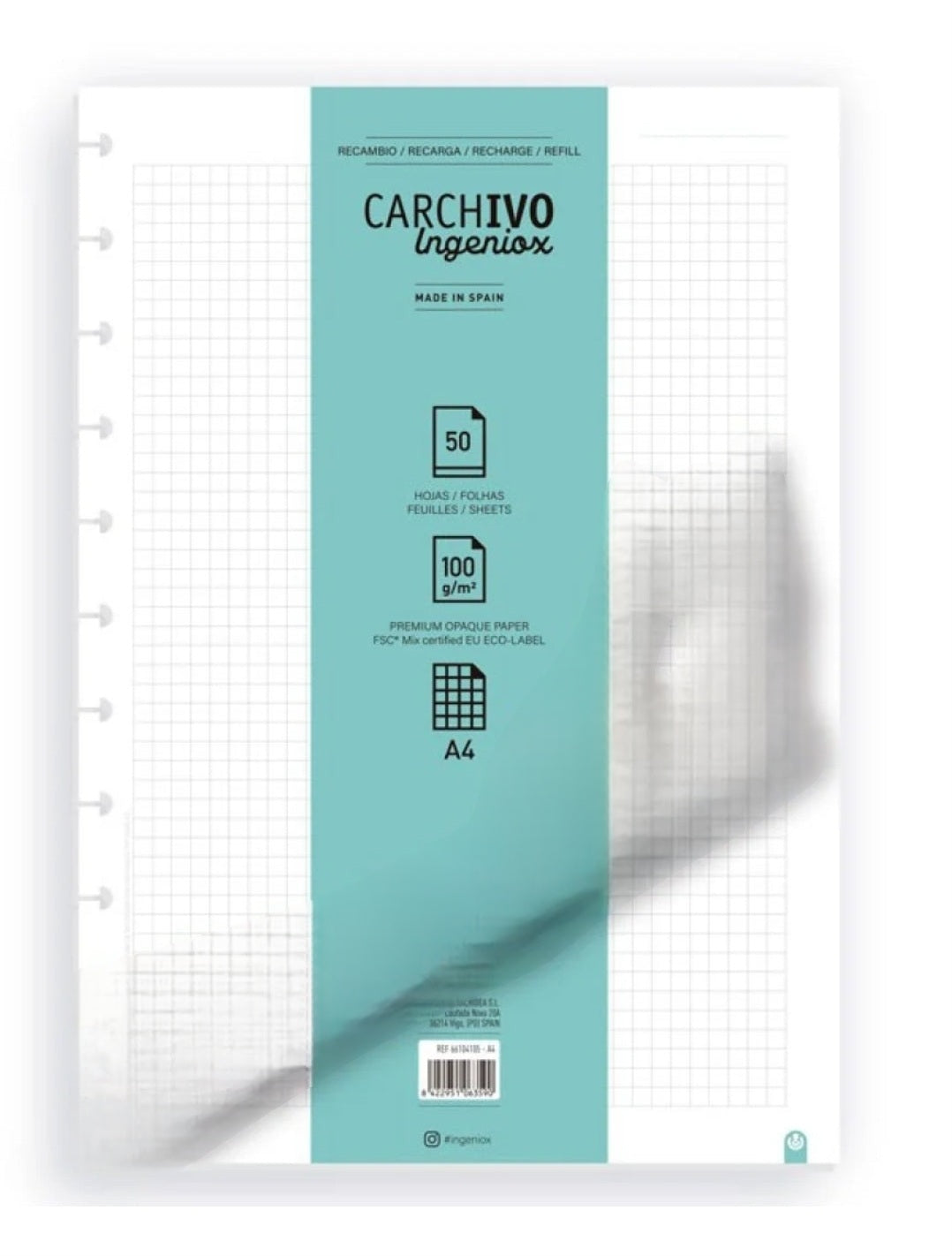 Recarga Folhas A4 Quadriculadas Caderno Inteligente Carchivo