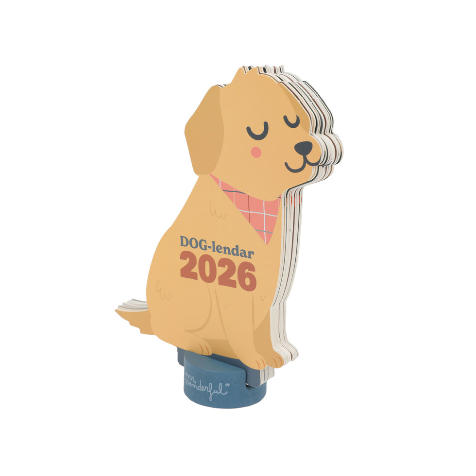 Calendário de Secretária Mr.Wonderful 2026 com base - DOG-lendar
