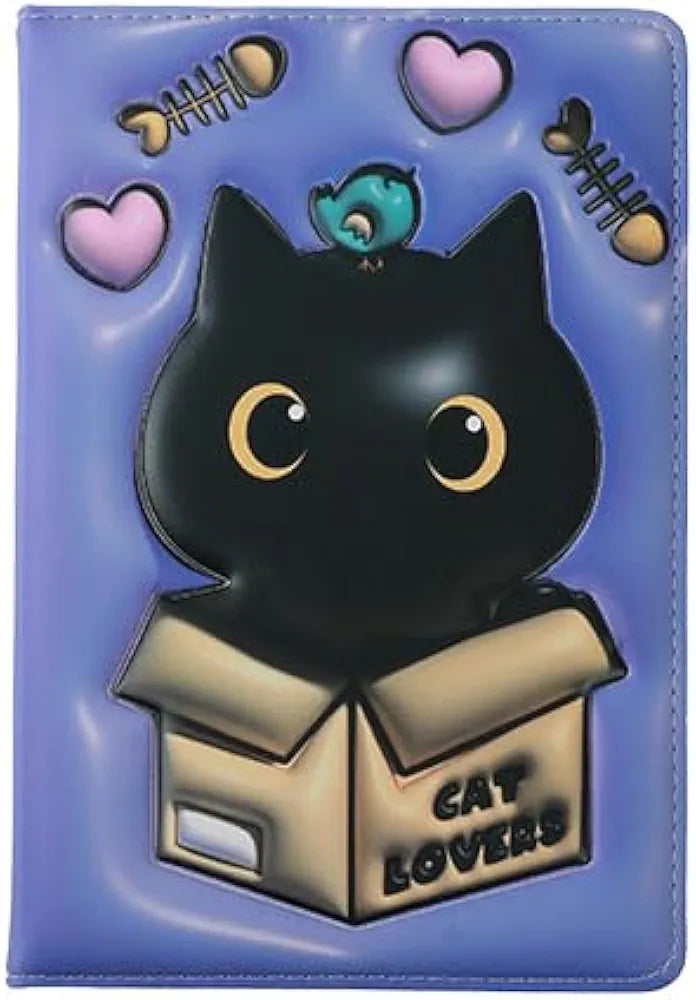 Caderno 3D A5 Gato Preto Folhas Lisas Itotal