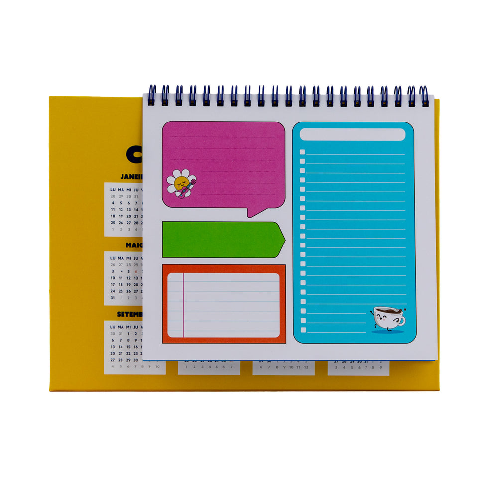 Calendário de Secretária 2027 Mr.Wonderful com Bloco de Notas, Post Its e Autocolantes