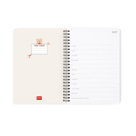 Agenda Espiral Semanal 2027 Urso Cerejas Legami