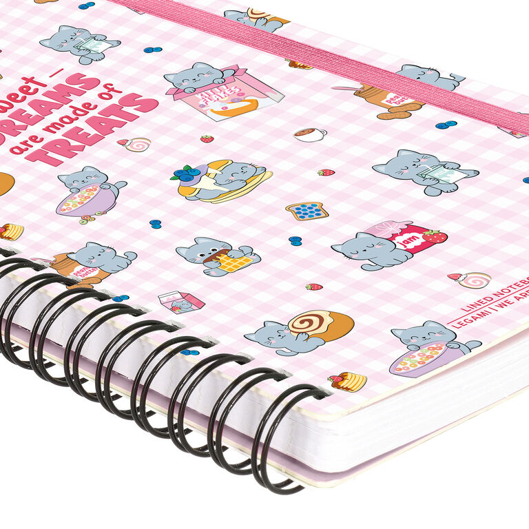 Caderno A5 em Espiral Pautado com Folha de Autocolantes Gato Legami
