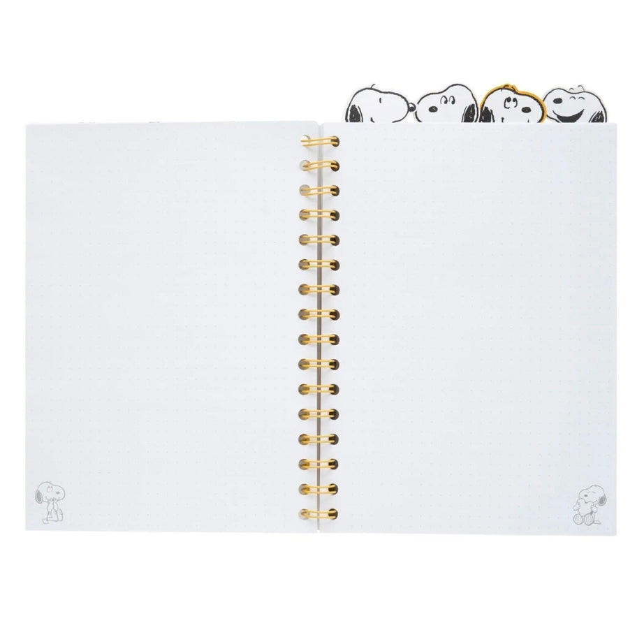 Caderno A5 Snoopy com Separadores Folhas Pontilhadas