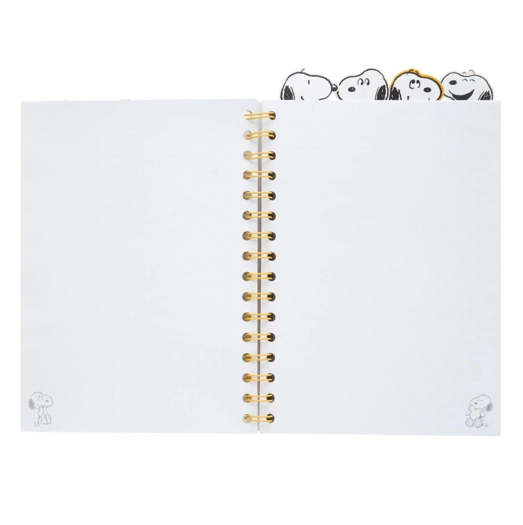 Caderno A5 Snoopy com Separadores Folhas Pontilhadas