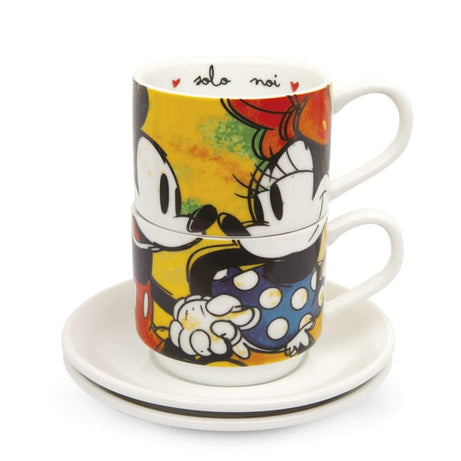 Conjunto 2 Chávenas Café Desenho Empilhável Mickey e Minnie