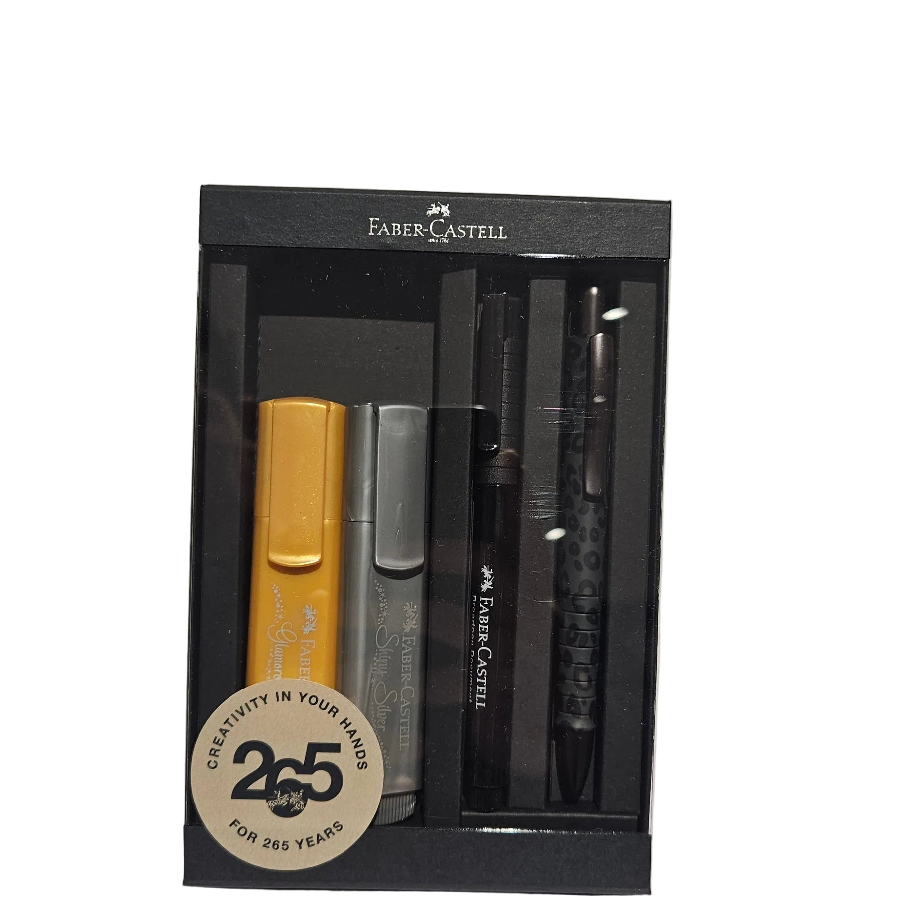 Conjunto Poly Leo Black com Broadpen e Sublinhador Dourado e Prateado