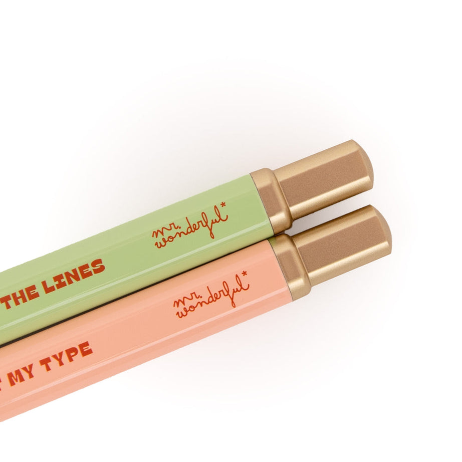 Conjunto 2 Canetas "Color Outside The Lines" e " You're Just my Type" Mr.Wonderful